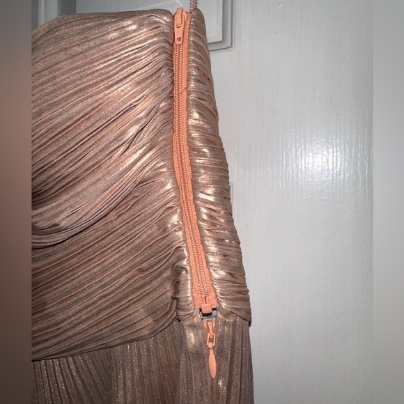 A.L.C. Rose Gold Aurora Pleated One Shoulder Midi Dress - Picture 12 of 13